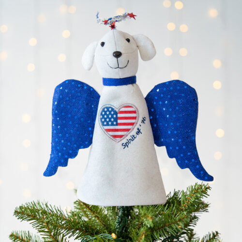 Patriotic Pup Artisan Angel - Home Decor, Mantel Decor, Tree Topper