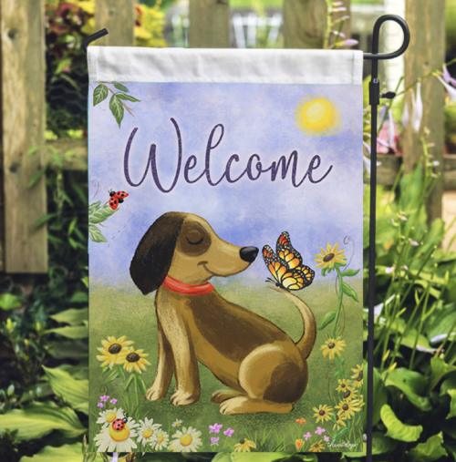 Welcome Dog & Butterfly 🦋 Safe & Together Garden Flag – Provides a Day of Safety & Care For Domestic Violence Victims