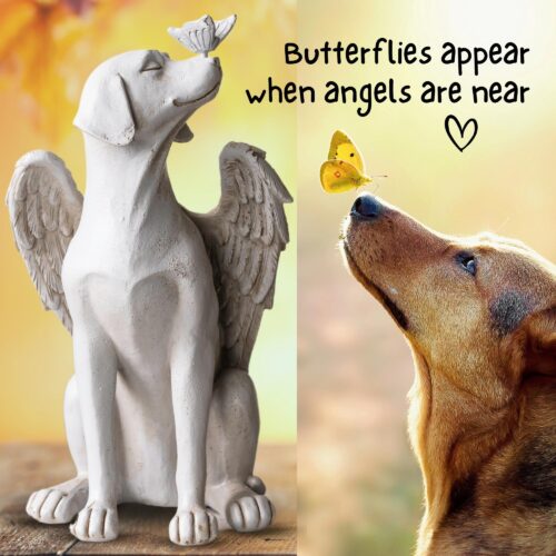 Dog Memorial Angel with Butterfly Indoor/Outdoor Figurine - Limited Time Offer