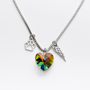 Free Rainbow Bridge Crystal Heart Dog Memorial Necklace