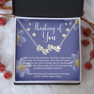 “Thinking Of You Dog” – Four Paw Bracelet Includes Gift Box & Card