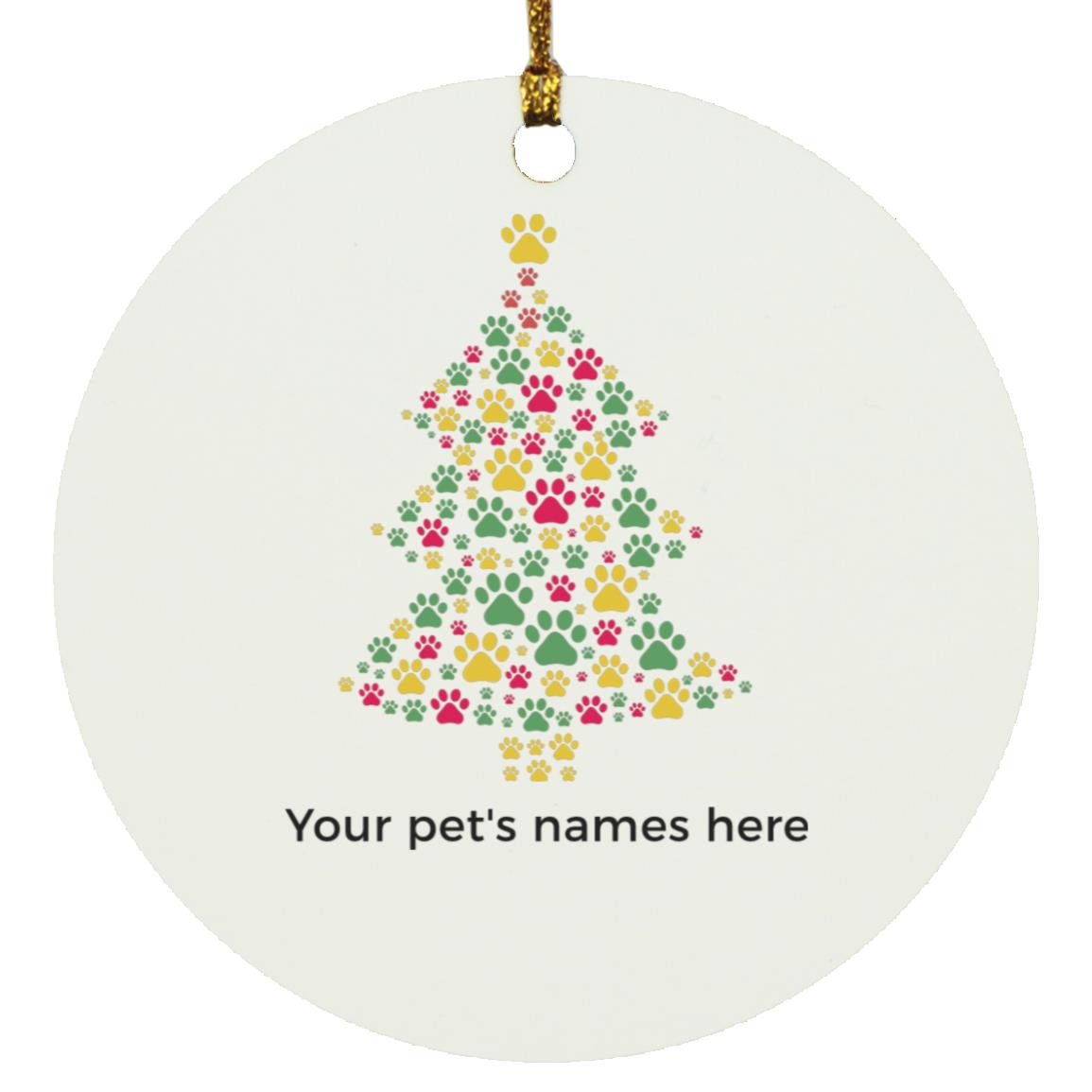 Limited Time Offer 50% OFF! Happy Pawlidays Christmas Tree Personalized Circle Ornament
