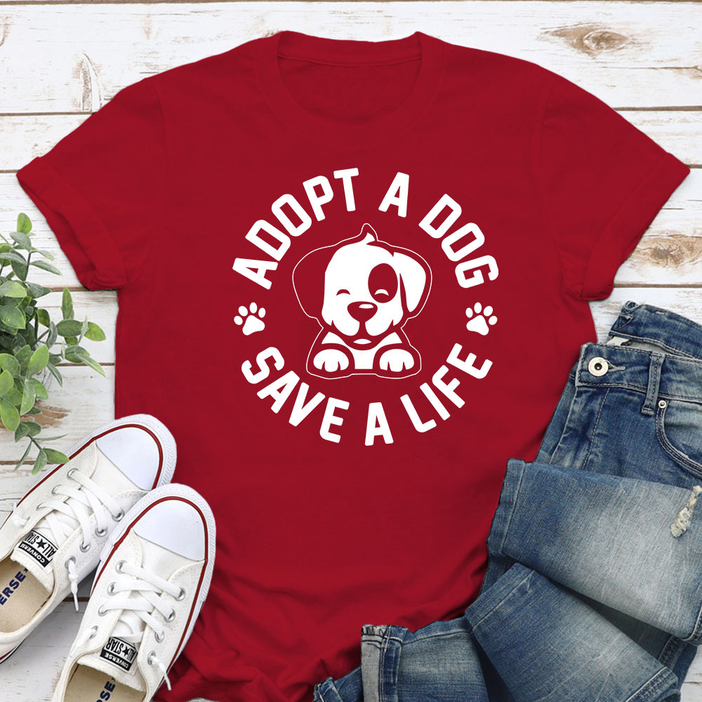 Adopt A Dog - Save A Life Standard Tee Red