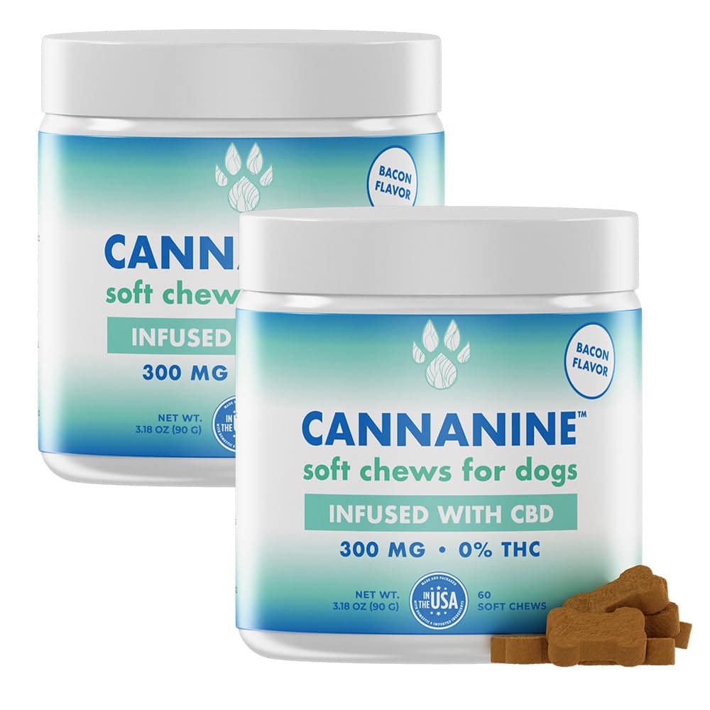 Buy 2 and SAVE Cannanine™ Bacon Flavor Soft Chews With Hemp For Dogs 300 mg. 60 ct.