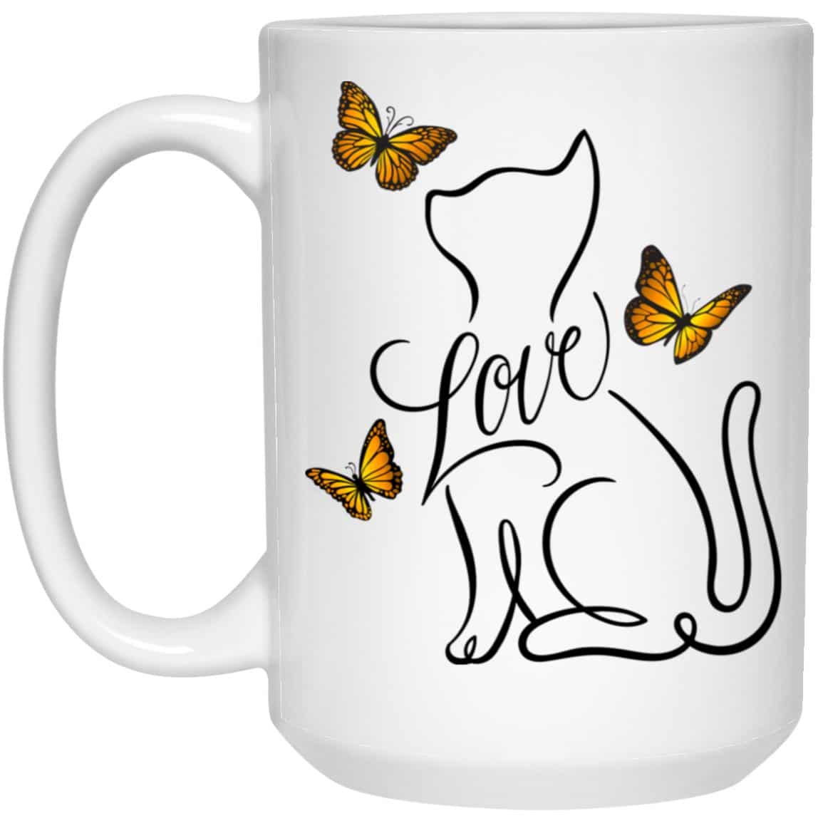 Loving Cat Butterfly 15oz Mug Super Deal $7.99