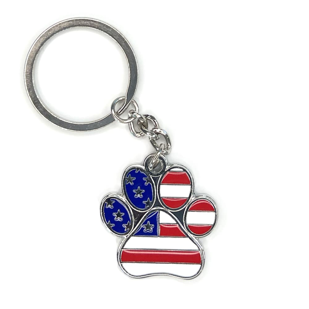 USA Paw Flag Paw Keychain- Helps Feed Shelter Dogs In Need