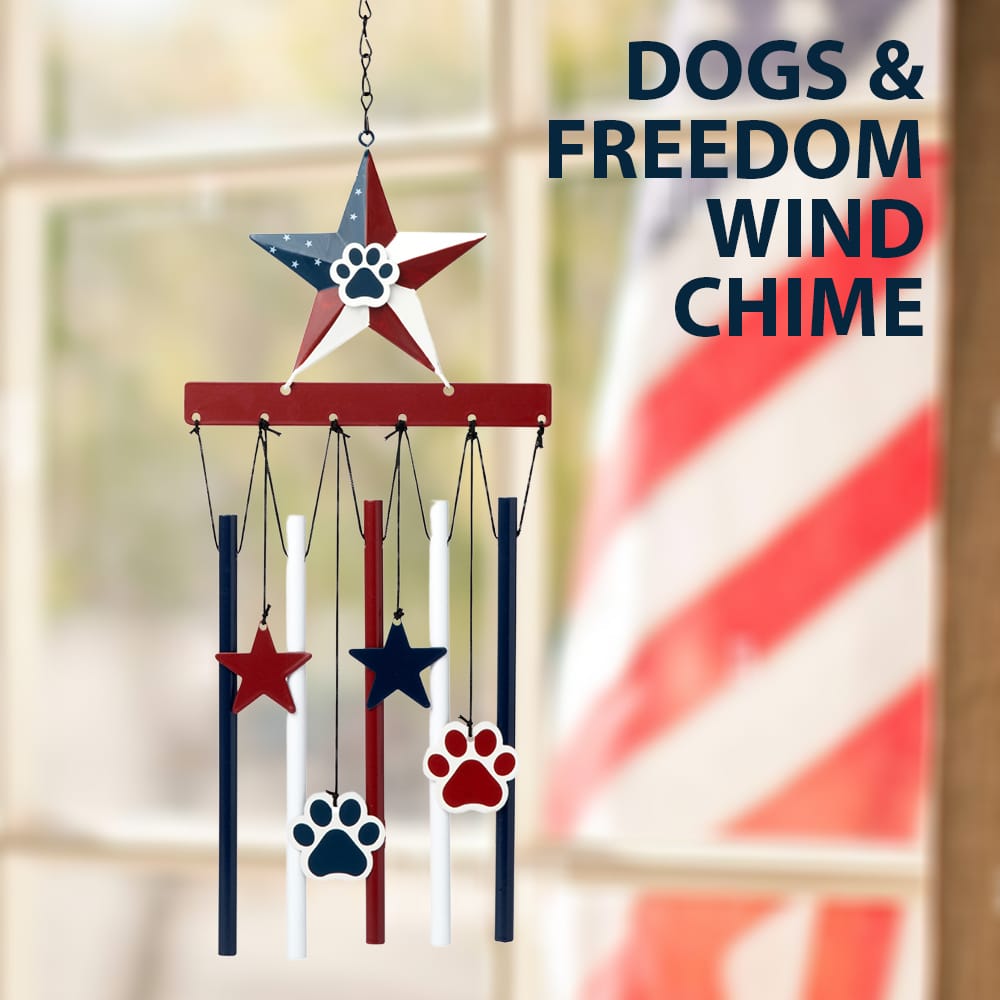 Dogs & Freedom Stars & Stripes Dog Paws Wind Chime - All American Dog Home/ Garden Decor