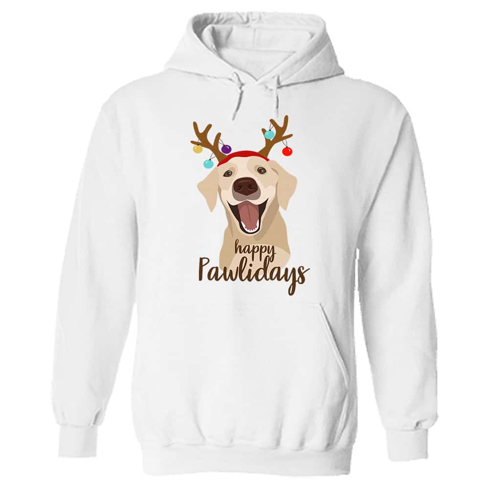 Happy Pawlidays Labrador Hoodie White