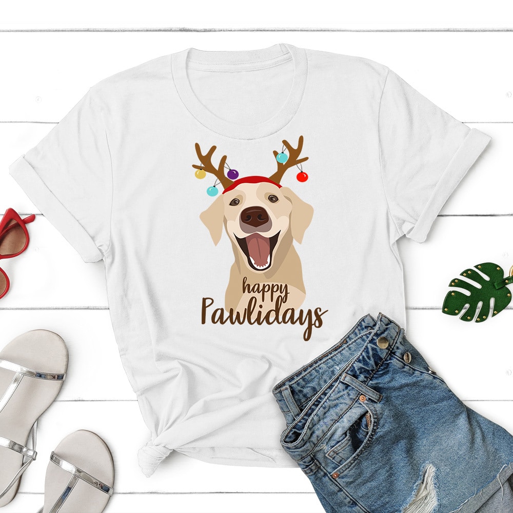 Happy Pawlidays Labrador Standard Tee White