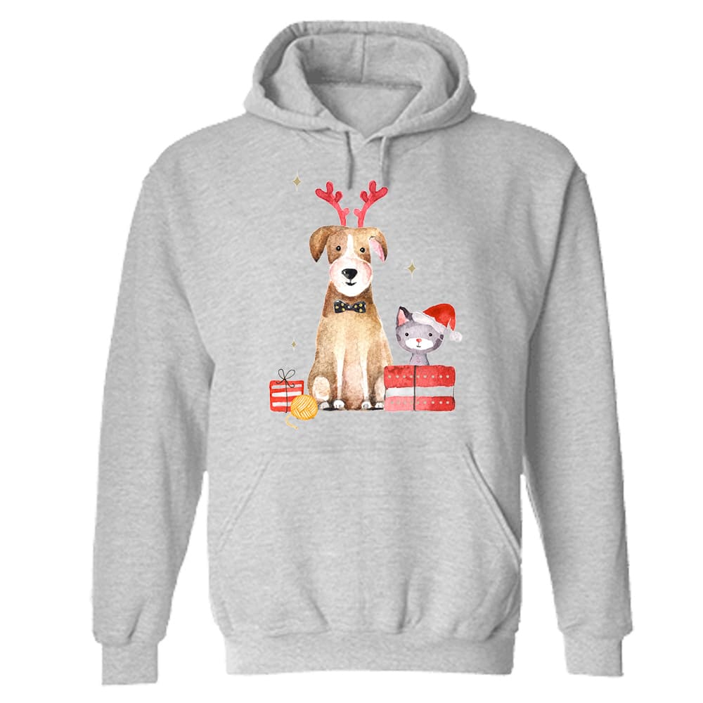 Celebrate Christmas Together Holiday Dog & Cat Hoodie Heather Grey