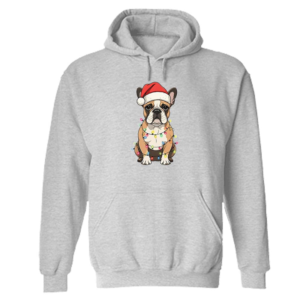 Santa Bully Dog Hoodie Heather Grey