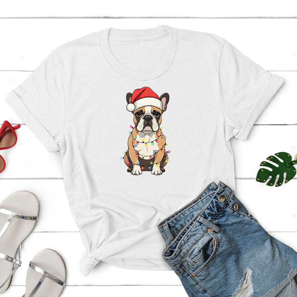 Santa Bully Dog Standard Tee White