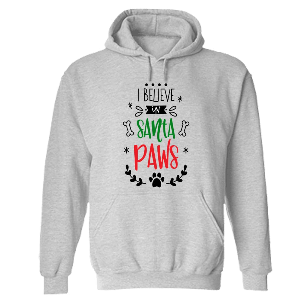 I Believe In Santa Paws Hoodie Heather Grey