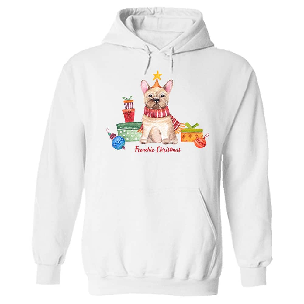 Frenchie Christmas Hoodie White