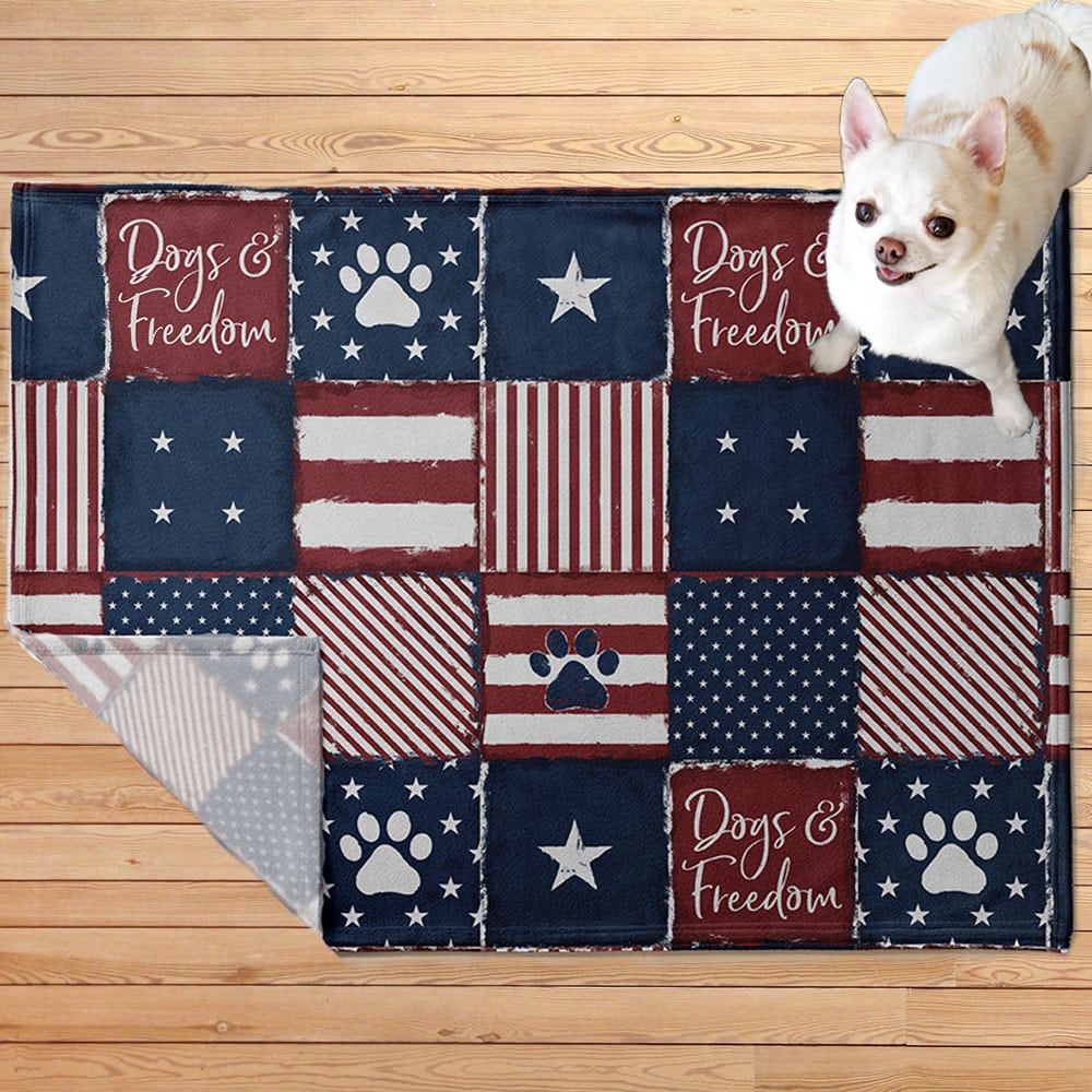 Dogs & Freedom- Ultra Soft - Dog Blanket 30" x 20" : Helping Pair Vets With Service Dogs