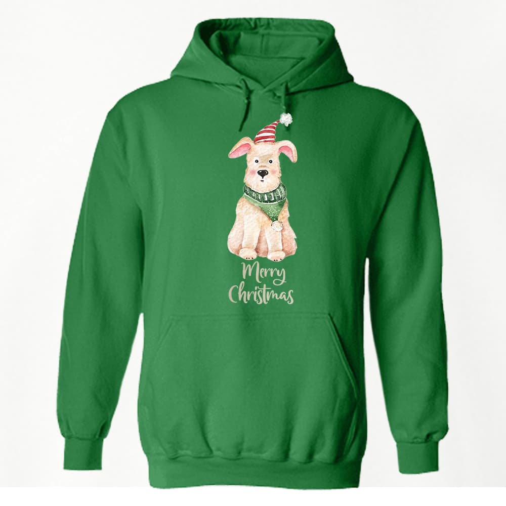 Merry Christmas Pup Hoodie Green