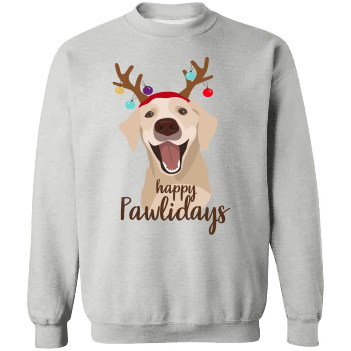 Happy Pawlidays Labrador Sweatshirt Heather Grey