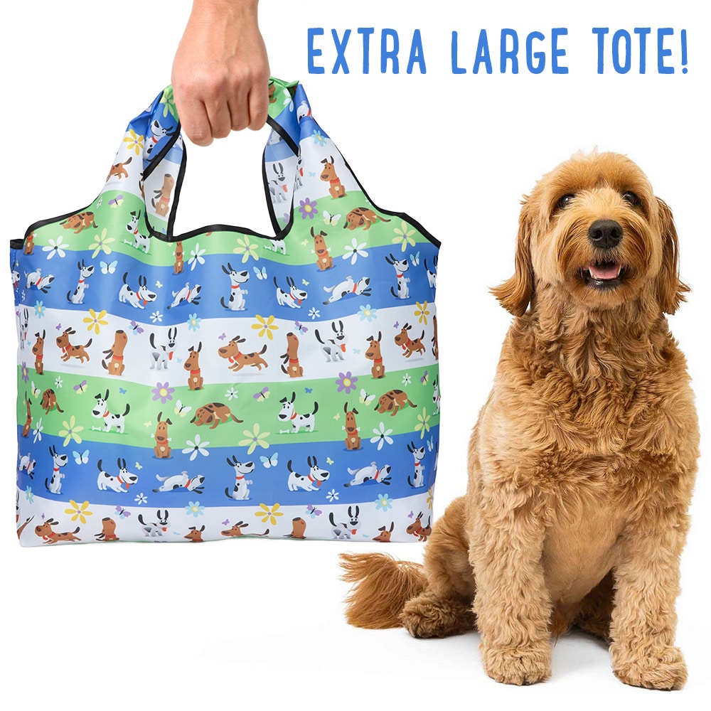 Springtime Tails Dog-Themed Folding Tote Bag – Travel, Shopping, & More- Grocery Tote Pouch Bag