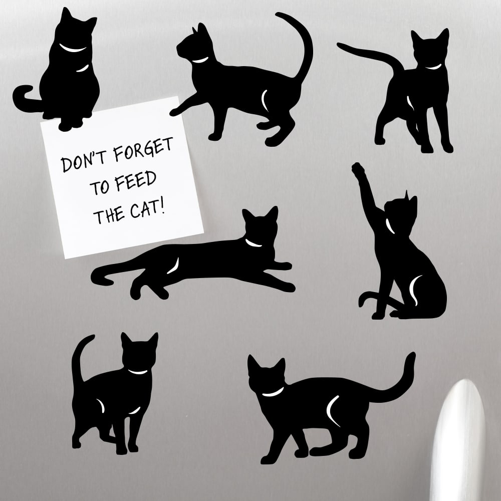 Purrfect Shadows: Cat Silhouette Magnet Set – Set of 7 - Great for Kitchen Fridge, Home Decor